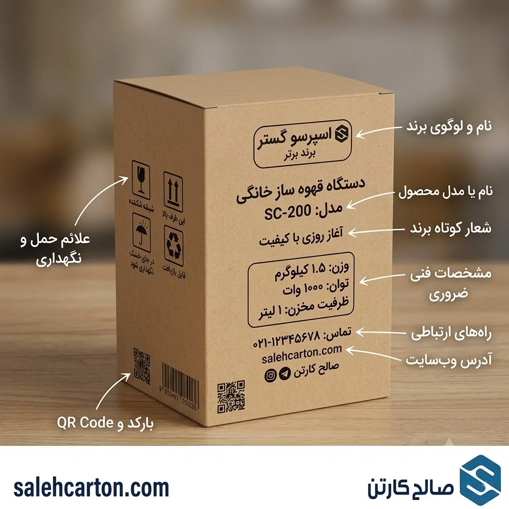 چه اطلاعاتی باید روی کارتن محصول چاپ شود؟